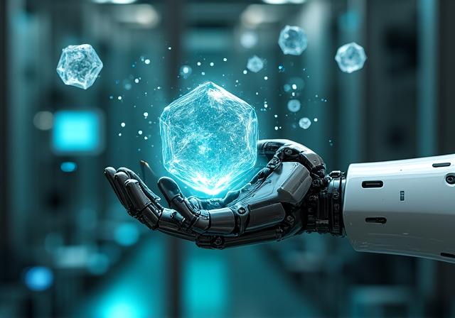 Nahaufnahme eines robotischen Gelenks aus modernen Verbundwerkstoffen in einem futuristischen Labor